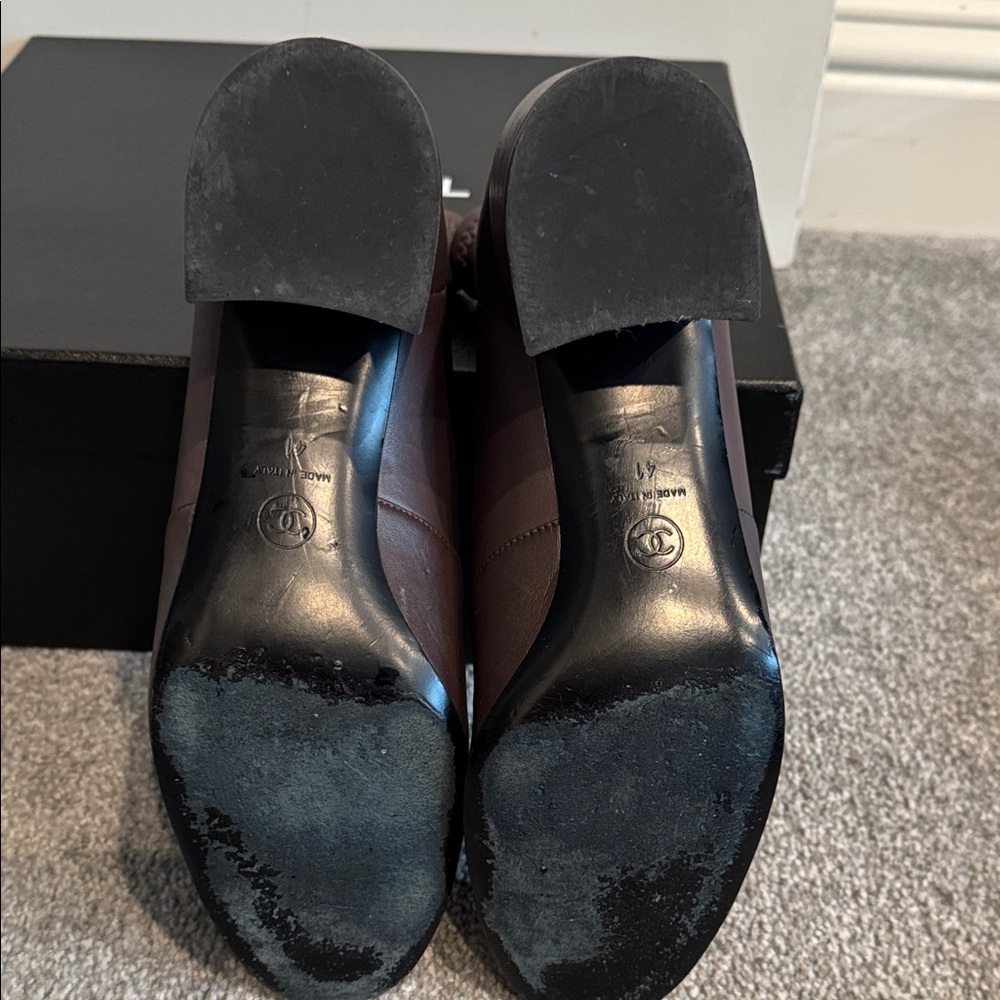 CHANEL Women's Dark Gray and Black Ankle Boots - Picture 7 of 13